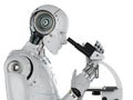 Robot work on microscope Royalty Free Stock Photo