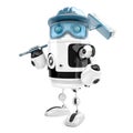 Robot worker with mop. Cleaning services. . Contains cli