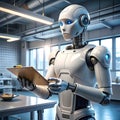 A robot performing forfeiting tasks, emphasizing automation\'s impact as