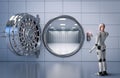 Robot working with bank vault Royalty Free Stock Photo