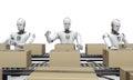 Robot working with carton boxes Royalty Free Stock Photo