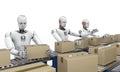 Robot working with carton boxes Royalty Free Stock Photo