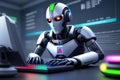 Robot Working on Computer Abstract Futuristic Image representing AI Technology Royalty Free Stock Photo
