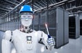 Robot working in server room
