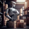 robot working in warehouse for human labor replacement. Royalty Free Stock Photo