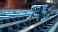 Robot works on the conveyor belt. Artificial intelligence, Generative AI