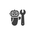 Robot with a wrench vector icon Royalty Free Stock Photo