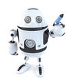 Robot writing with a pen. Isolated. Contains clipping path