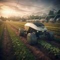 Robotic Agriculture and Autonomous Car Working on Farm. Generative AI