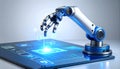 Robotic Arm Activating Futuristic Digital Interface Royalty Free Stock Photo