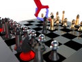 Robotic arm artificial intelligence playing chess 3d illustration Royalty Free Stock Photo