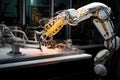 robotic arm assembling biohybrid robot components Royalty Free Stock Photo
