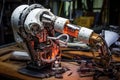 robotic arm assembling biohybrid robot parts