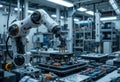 Robotic arm assembling components in a high-tech manufacturing facility Royalty Free Stock Photo