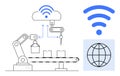 Automated Robotic Arm Integrating with Cloud Technology and wireless for Smart Factory Operations Royalty Free Stock Photo