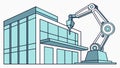 Robotic Arm Building Modern Architecture, Construction Automation, vector design Generative AI Royalty Free Stock Photo