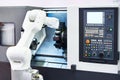 Robotic arm and cnc lathe machine