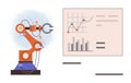 Robotic Arm with Data Analytics Dashboard Representing Automation and Technological Innovation Royalty Free Stock Photo