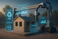 3D printed house construction with robotic arm. Royalty Free Stock Photo
