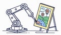 Robotic Arm Creating Art, AI Painter, vector design Generative AI Royalty Free Stock Photo