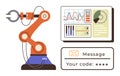 Robotic Arm with Data Dashboard and Secure Code Notification Royalty Free Stock Photo