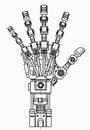 Robotic arm drawing model. It can be used as an illustration of robotics ideas, artificial intelligence, bionic Royalty Free Stock Photo