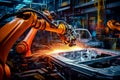 Robotic arm in factory future technology and industrial. Generative AI