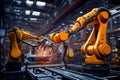 Robotic arm in factory future technology and industrial. Generative AI