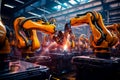 Robotic arm in factory future technology and industrial. Generative AI