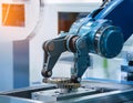 Robotic arm and gears representing automation and technology, symbolizing efficiency, innovation, and modern industry