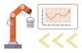 Robotic Arm Lifting Object with Growth Chart and Progress Arrows Representing Technology and Industry Royalty Free Stock Photo