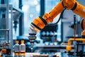 Robotic arm in lab adjusting components autonomously, decision-making based on real-time data without human commands. Sovereign AI