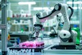 Robotic arm in lab adjusting components autonomously, decision-making based on real-time data without human commands. Sovereign AI