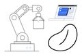 Robotic Arm, Digital Interface, and Abstract Bean Shape Representing Innovation and Technology Royalty Free Stock Photo