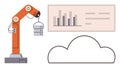 Robotic Arm Managing Data Storage with Cloud Integration and Analytics Dashboard Royalty Free Stock Photo