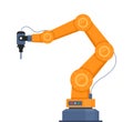 Robotic arm. Manufacturing automation technology. Industrial tool mechanical robot arm machine hydraulic equipment automotive.
