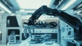 robotic arm in a manufacturing plant equipped with computer vision sensors that enable it to precisely manipulate components Royalty Free Stock Photo