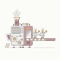 Robotic arm mechanic equipment assembling robots on factory concept vector illustration