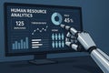 Robot Arm Interacting with Human Resource Analytics on Monitor