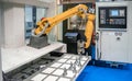 Robotic Arm modern industrial technology. Automated production cell Royalty Free Stock Photo