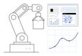 Robotic Arm Performing Data Analysis with Graph and Interface Display Royalty Free Stock Photo