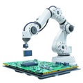 Robotic arm assembling circuit board automation technology  isolated on transparent background Royalty Free Stock Photo