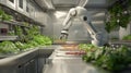 Robotic Arm Preparing Food in a Modern Kitchen Setting Royalty Free Stock Photo