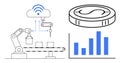 Automated Manufacturing with IoT Integration, Digital Currency, and Data Analytics Visualization Royalty Free Stock Photo