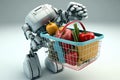 robotic arm, selecting and placing item in shopping basket