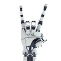 Robotic arm showing rock sign