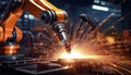 Advanced robotic arm performing welding in