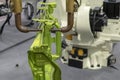 The robotic arm spot welding the automotive parts. Royalty Free Stock Photo