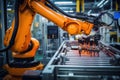 Robotic arm, under AI's guidance, meticulously engineers electronics on an assembly line