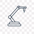 Robotic arm vector icon isolated on transparent background, line